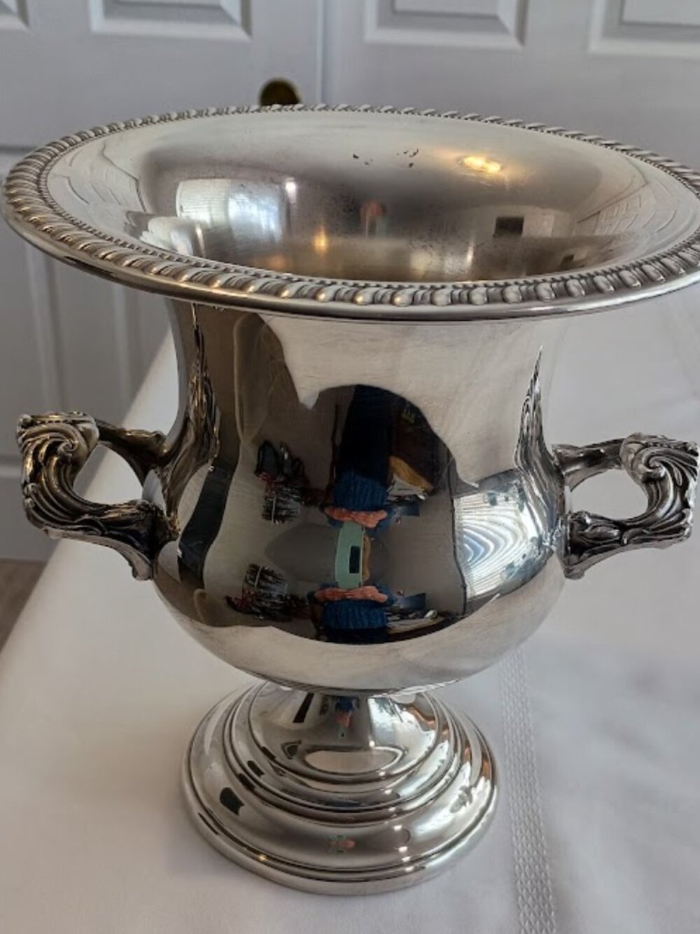 Vintage Sheridan Silver-Plated Champagne Bucket with Ornate Handles